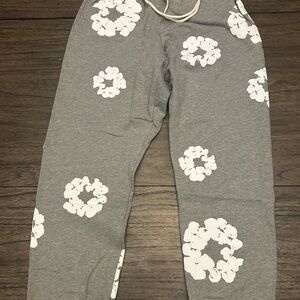 Gray Floral Print Jogger Sweatpants - Unbranded